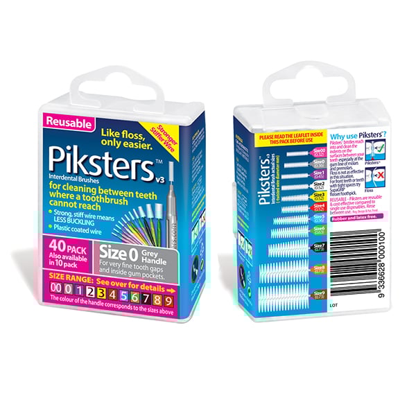 Piksters Interdental Brushes - #3 Yellow Handle, 40/Pk. Effectively cleans the gaps between teeth