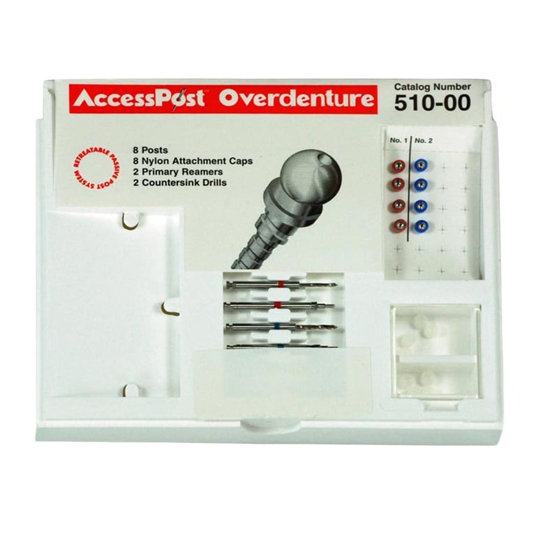 AccessPost Overdenture Direct Introductory Kit: 8 Passive Retreatable Overdenture Posts: 4 of each