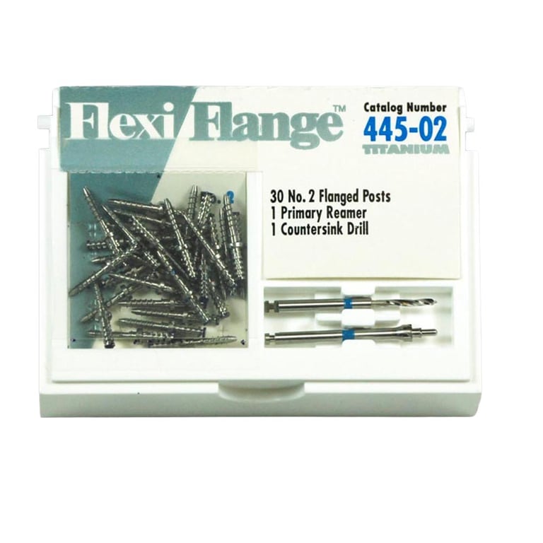 Flexi-Flange Titanium Economy Refill Blue #2. 30 Titanium Serrated posts, 1 Primary Reamer and 1