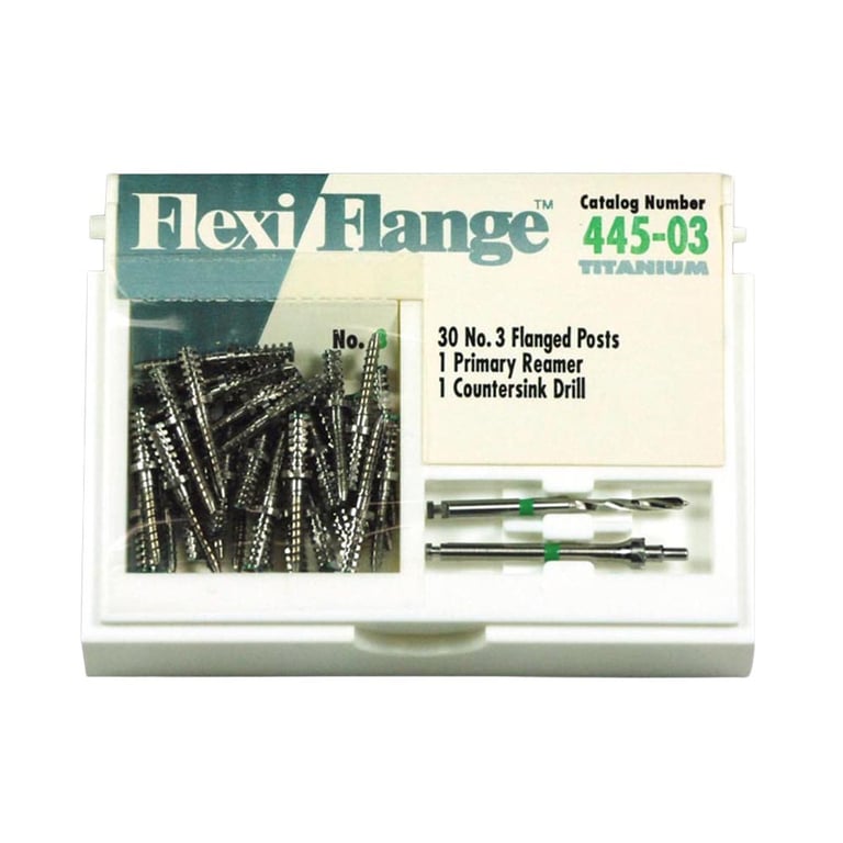 Flexi-Flange Titanium Economy Refill Green #3. 30 Titanium Serrated posts, 1 Primary Reamer and 1