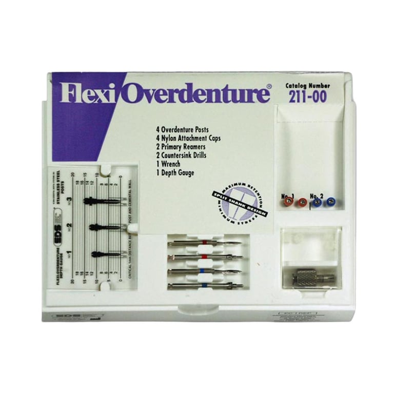 Flexi-Overdenture 4 Posts Stainless Steel Introductory Kit: 4 Overdenture Posts