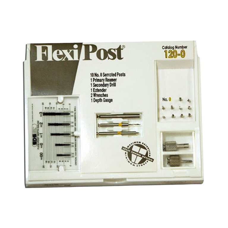 Flexi-Post Yellow #0 Stainless Steel Post Standard Introductory Kit, containing 10 serrated posts