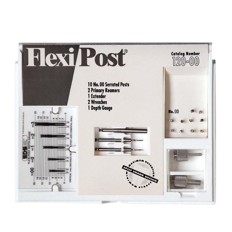 Flexi-Post White #00 Stainless Steel Post Standard Intro Kit, containing 10 serrated posts, 1