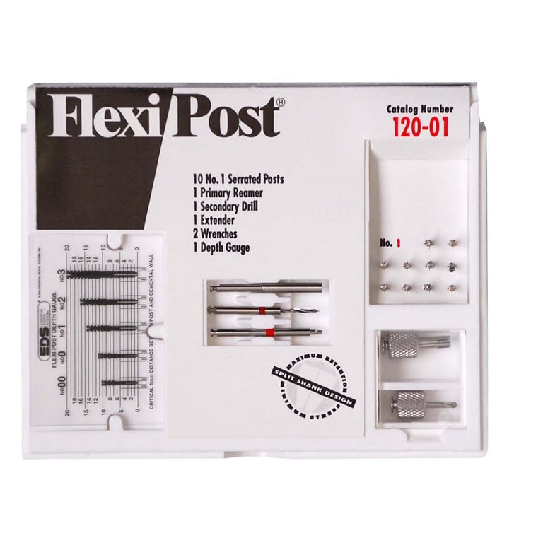 Flexi-Post red #1 stainless steel post standard kit, containing 10 serrated posts, 1 primary