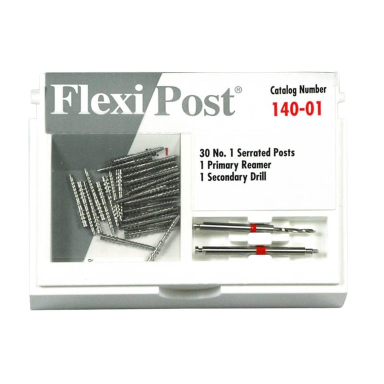 Flexi-Post red #1 stainless steel post economy refill, containing 30 serrated posts, 1 primary