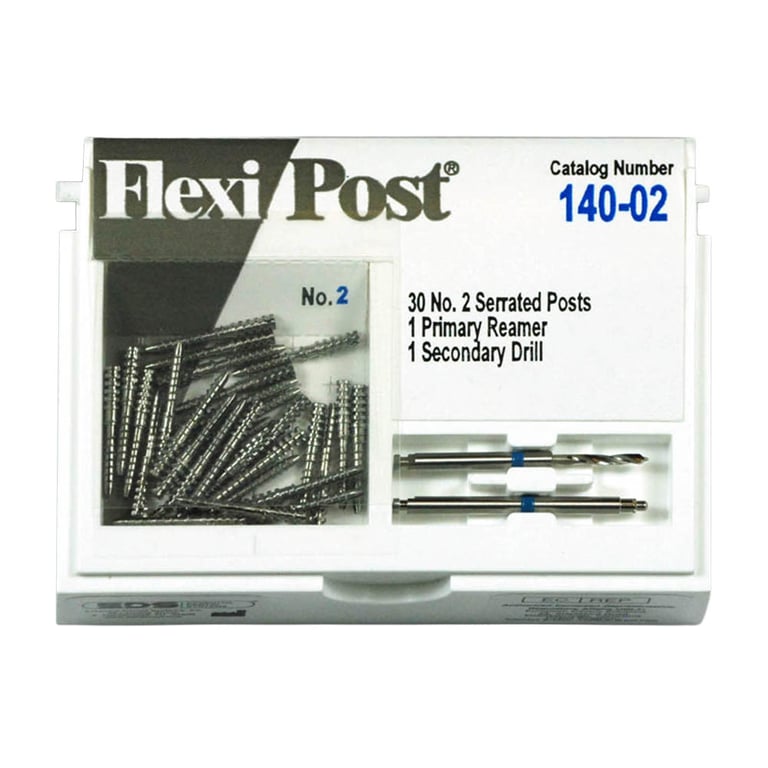 Flexi-Post blue #2 stainless steel post economy refill, containing 30 serrated posts, 1 primary