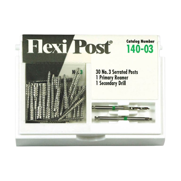 Flexi-Post green #3 stainless steel post economy refill, containing 30 serrated posts, 1 primary