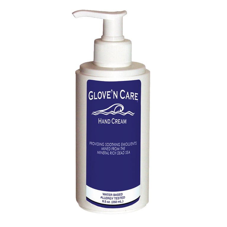 Glove 'n Care Hand Cream - 8.5 oz. (250ml) Pump Bottle. Hypoallergenic water-based Moisturizing
