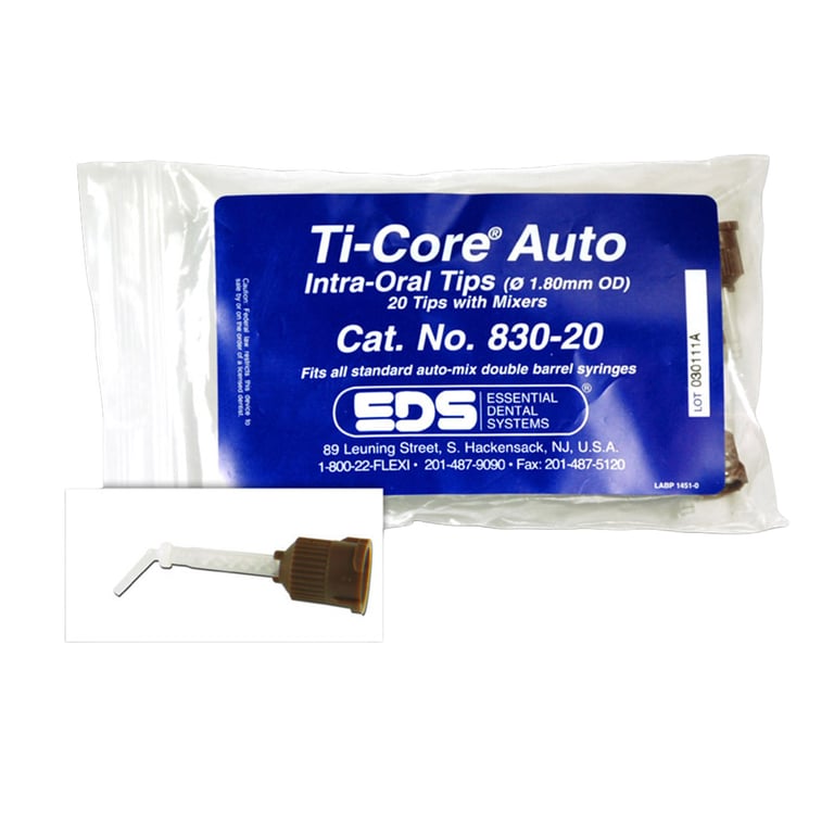 Ti-Core Auto E Intra Oral Tips. 20 Tips with Mixers (1.80mm outer diameter). Fits All Standard