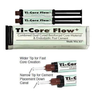 Ti-Core Flow+ Automix Combined Resin Composite Core Build-Up Material & Endodontic Post Cement all