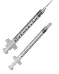 EXELINT International 1cc Tuberculin Syringe with Needle 26 gauge x 1/2" with low dead space