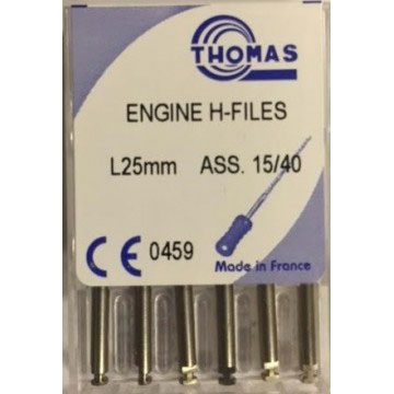 Thomas Engine Hedstrom File (H-File) #45, 25mm 6/Pk. Blade identical to manual instruments