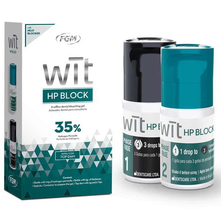 Wit HP Block 35% Hydrogen Peroxide Whitening Gel, In-Office Use, Single Kit. Includes: 6