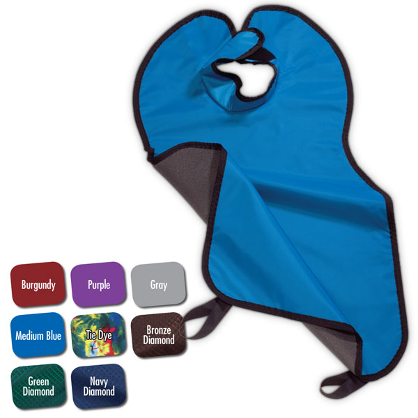 Flow X-Ray Adult (24" x 26") Apron with Attached Collar - MEDIUM BLUE. Lead-Free Material, Front