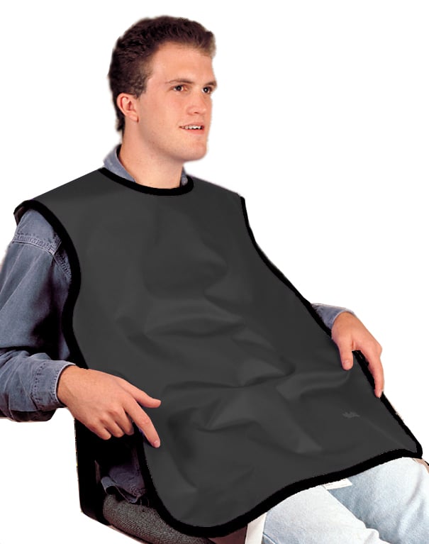 Flow X-Ray Adult (24" x 26") Lead Bib Apron Without Collar - BLACK, 0.3mm Lead Equivalency, Vinyl