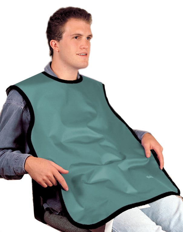 Flow X-Ray Adult (24" x 26") Lead Bib Apron Without Collar - TEAL, 0.3mm Lead Equivalency, Vinyl