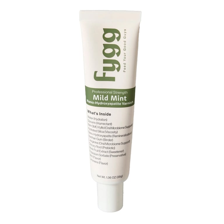 Fygg Fluoride-Free Professional Strength Nano-Hydroxyapatite Varnish, 1.36oz Tube, Mild Mint