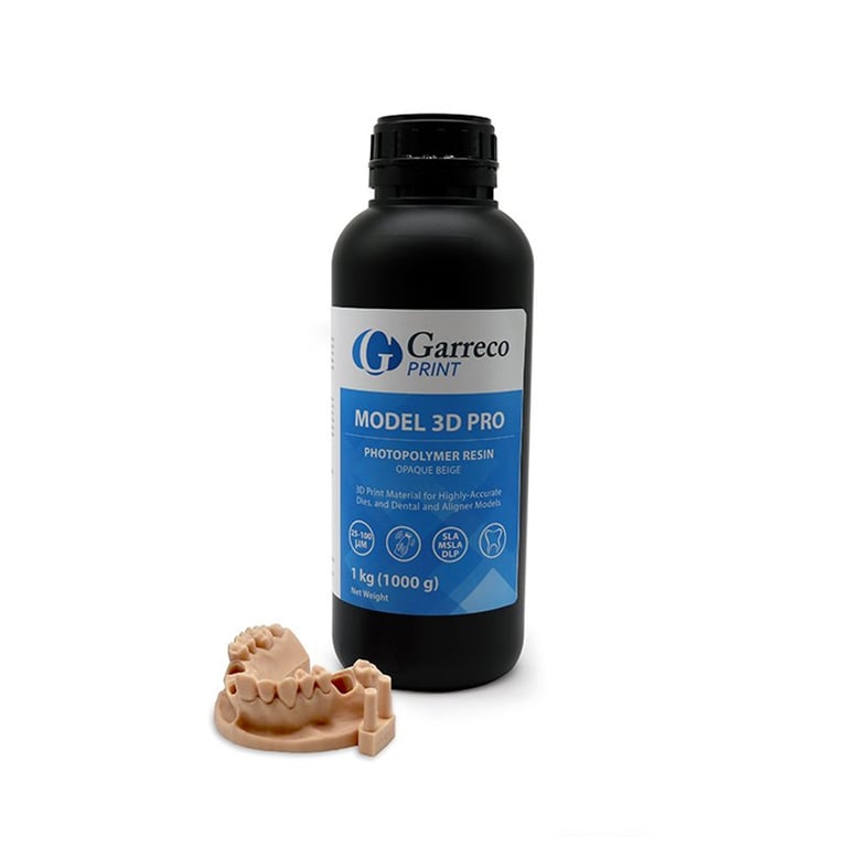 Garreco Model 3D Pro Beige Photopolymer Resin, Dental & Orthodontic Models, 1000g Bottle, 1/Pk