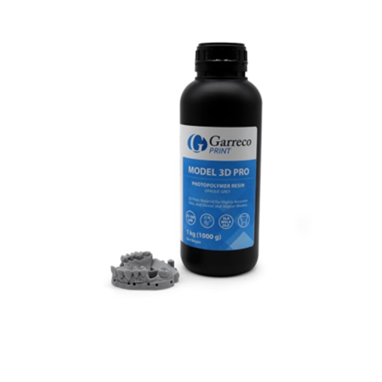 Garreco Model 3D Pro Grey Photopolymer Resin, Dental & Orthodontic Models, 1000g Bottle, 1/Pk