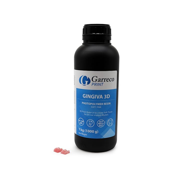 Garreco Gingiva 3D Photopolymer Resin, Soft-Tissue Gingiva Models, Soft Pink, 1000g Bottle, 1/Pk