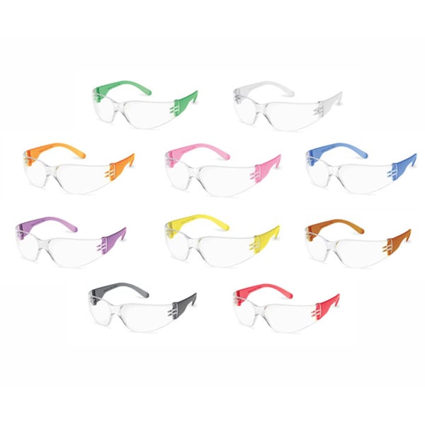 StarLite Gumballs Clear Lens Safety Goggles, 10/Box. Scratch-resistant polycarbonate lens features