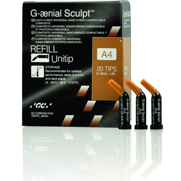 G-aenial Sculpt A4 Unitip Refill, 20 - 0.16 mL Tips. Light-Cured, Universal Nano Hybrid