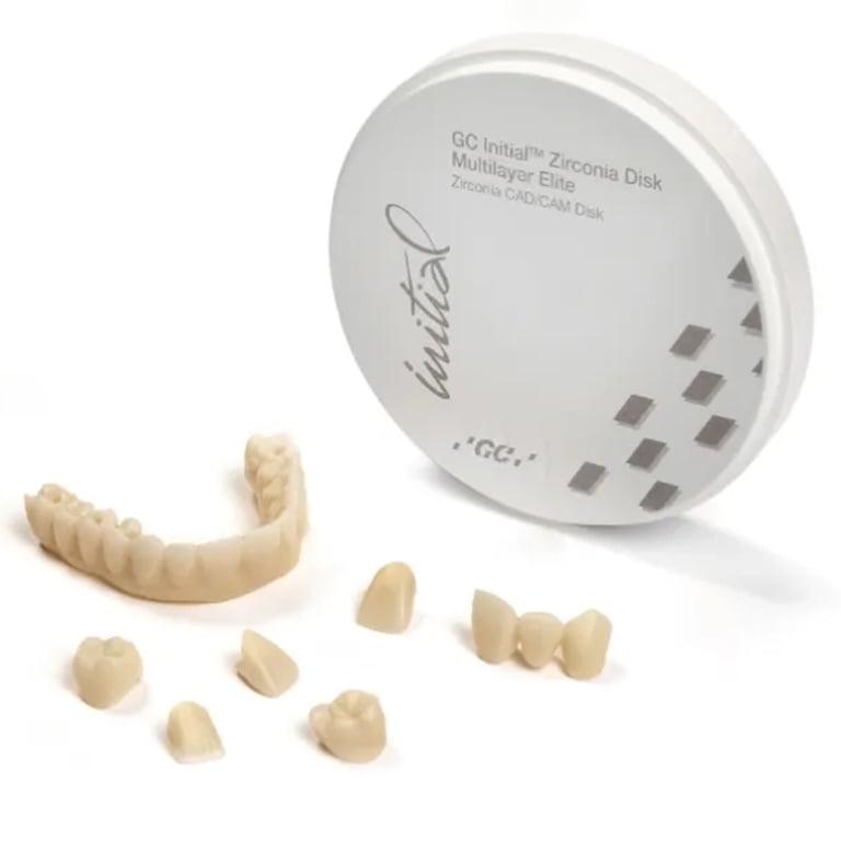 GC Initial Multilayer Elite Zirconia Disk, 98.5mm x 16mm, Shade B4, 1/Pk. Features a seamless