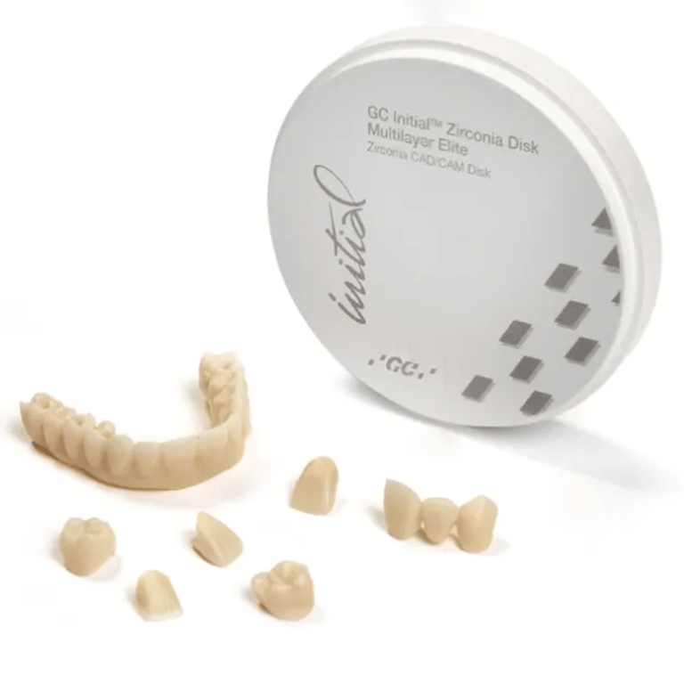 GC Initial Multilayer Elite Zirconia Disk, 98.5mm x 20mm, Shade OM3, 1/Pk. Features a seamless