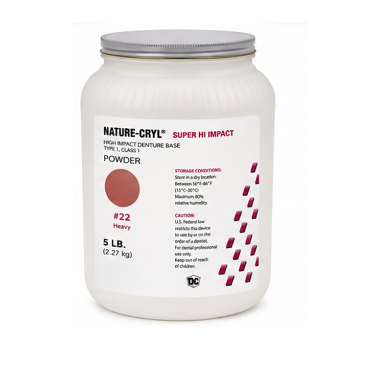 NATURE-CRYL Super Hi-Impact Denture Base Resin, Heavy, 5lb Powder, 1/Pk. Features strength