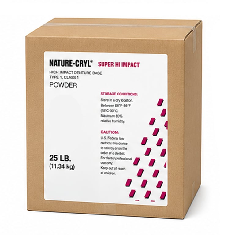 NATURE-CRYL Super Hi-Impact Denture Base Resin, Mild, 25lb Powder, 1/Pk. Features strength