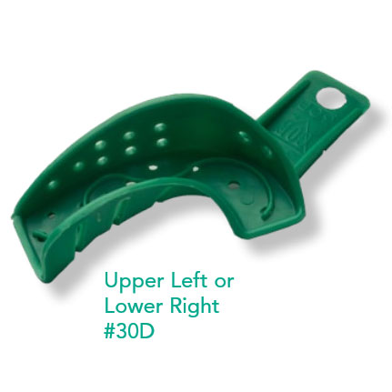 COE Spacer Trays #30D Green Perforated Upper Left/Lower Right quadrant Plastic Impression (250306)