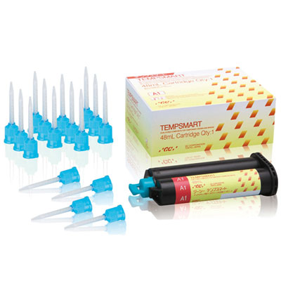 TempSmart Temporary Crown & Bridge Material - A1, 48 ml Cartridge (1:1 ratio) & 16 Mixing Tips