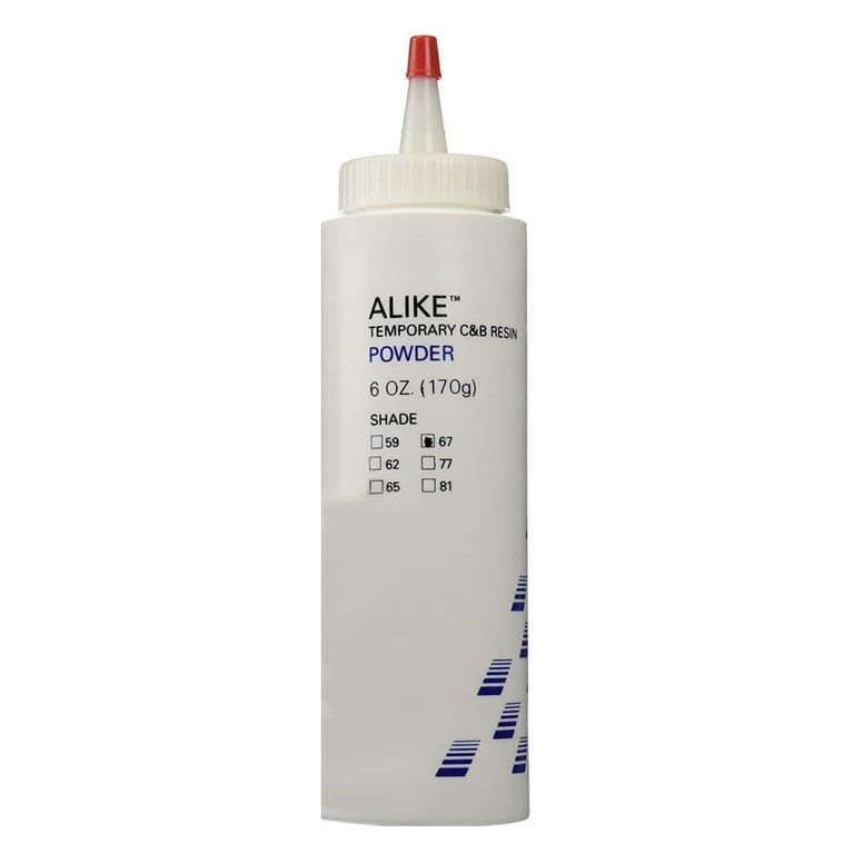 Alike #67 (A3) shade Self-Cure Fast Set Temporary Crown and Bridge Resin, Powder Only - 6 oz