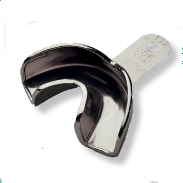 COE #132 Anterior Lower Partial Nickel-Plated Solid Impression Tray, 2-1/2" buccal width, 1-1/2"