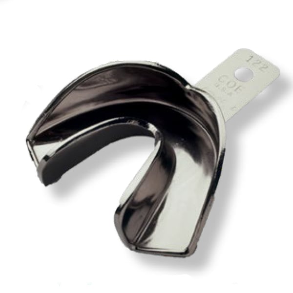 COE 121 Medium Lower FullArch NickelPlated Solid Impression Tray, 3