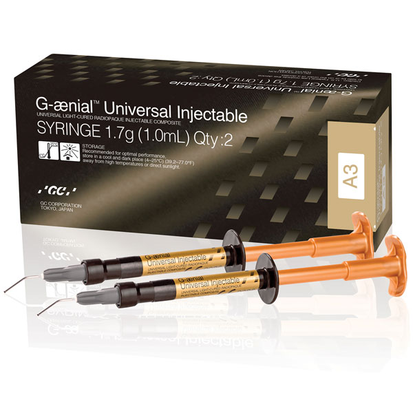 G-aenial Universal Injectable Composite - A3, 2 Syringes (1.7 g; 1.0 mL each), 10 standard size