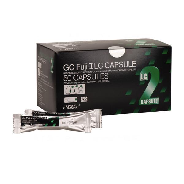 GC Fuji II LC A2 capsules, 50/Pk. EXPORT PACKAGE. Light-Cure Resin Reinforced Glass Ionomer