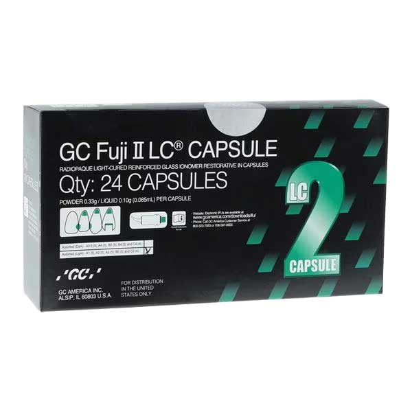 GC Fuji II LC Assorted Light Shade Capsules 24/Pk. Light-Cure Resin Reinforced Glass Ionomer