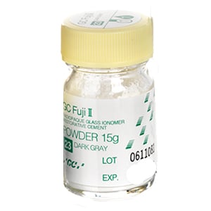 GC Fuji II #23 Dark Gray Powder Refill 15 g Bottle. Fluoride-Releasing, Radiopaque, Self-Cure
