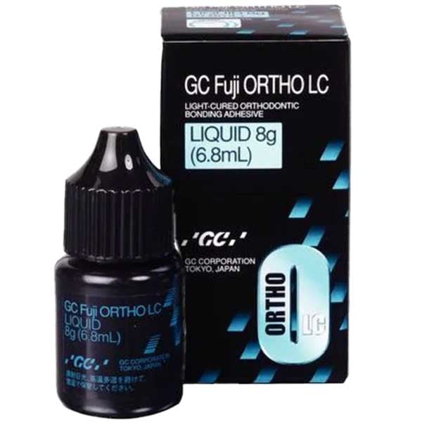 GC Fuji Ortho LC Liquid Only: 8 Gm. (6.8 mL) Bottle. Light-Cure Resin Reinforced Glass Ionomer