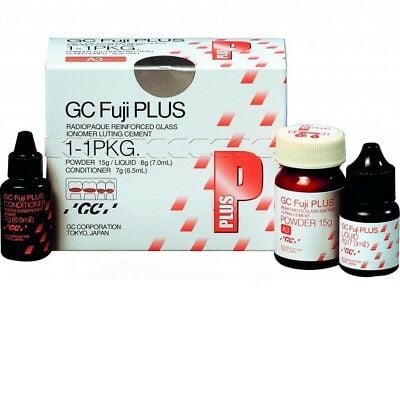 GC Fuji Plus 1-1 EXPORT PACKAGE. Resin Reinforced Glass Ionomer Luting Cement, 1:1:1 Package: 15