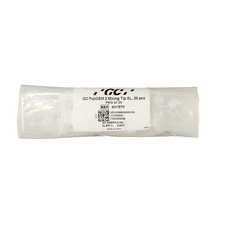 GC FujiCEM 2 Mixing Tips SL 20/Pk. White, Slide & Lock standard GC mixing tips with round end