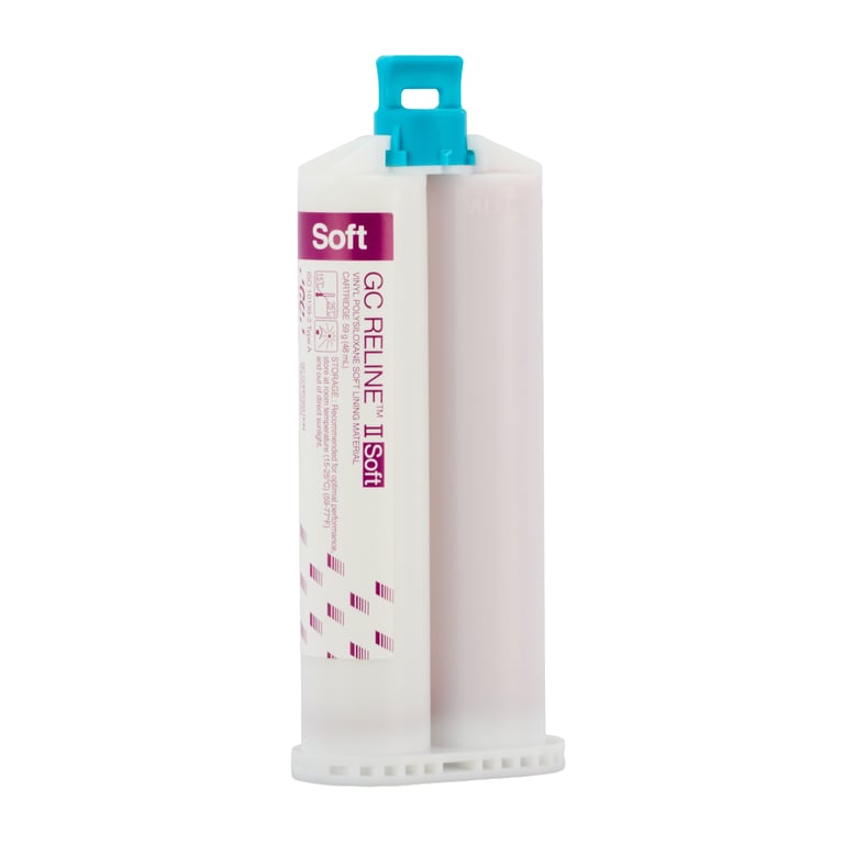 GC Reline II Soft Automix Refill: 1 - 48 mL (61 g) Cartridge. A soft denture relining material
