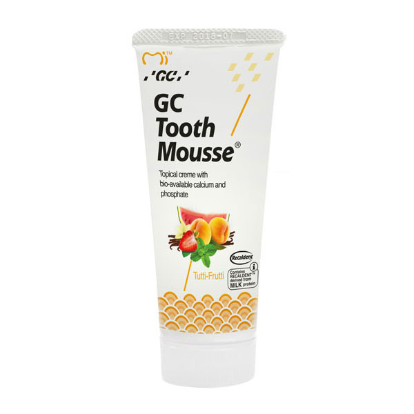 GC Tooth Mousse EXPORT PACKAGE - Tutti-Frutti, 10 x 40 gm Tube. Topical cream with bio-available