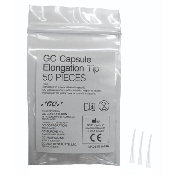 GC Capsule Elongation Tips (50 pcs). Fits Capsules with Retention Ring on nozzle