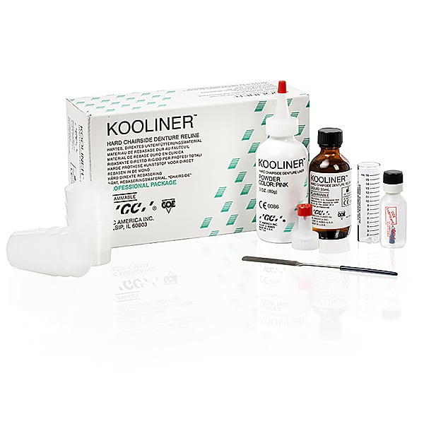 Kooliner Hard Denture Reline Material, Professional Package: 3 oz. Powder, 2 oz. Liquid