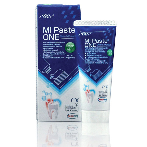 MI Paste ONE Anticavity Toothpaste, Fresh Mint 10 x 46 g Tubes. With bioavailable Calcium, 0.24%