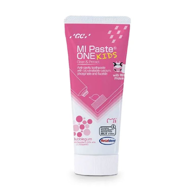 MI Paste ONE Kids 0.2% Sodium Fluoride Anticavity Toothpaste 35mL Tube, Bubblegum, 10/Box