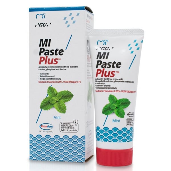 MI Paste Plus Topical Tooth Creme, Mint, 40 Gm. Tube, 1/Pk. Topical Tooth Cream contains RECALDENT