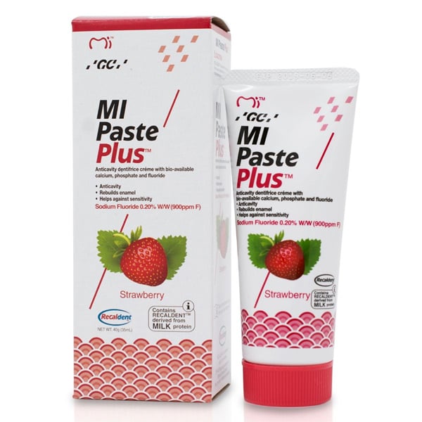 MI Paste Plus Topical Tooth Creme, Strawberry, 40 Gm. Tube, 1/Pk. Topical Tooth Cream contains